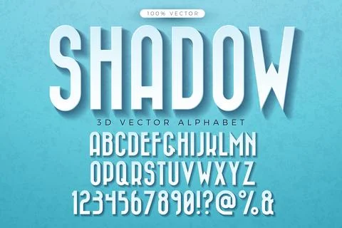 Vector 3d Alphabet Font Set with Clean White Typography and Shadow on Pastel  Stock Illustration