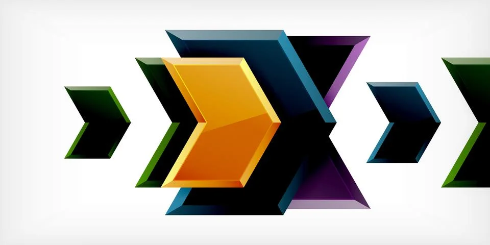 Vector 3d arrow techno design template Stock Illustration