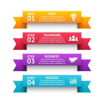 Vector 3d arrows stripes infographic, ribbon diagram, lines graph, stairs Stock Illustration