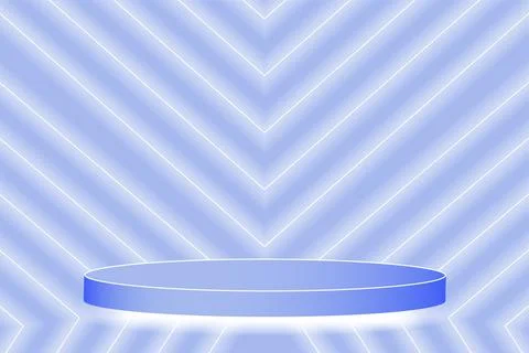 Vector 3d background amethyst purple podium, linear LED lamps, neon geometric Stock Illustration