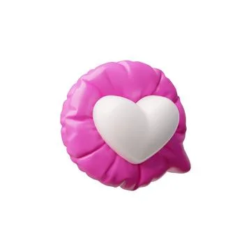 Vector 3D balloon style chat dialog in pink color with white heart. Stock Illustration