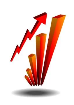 Vector : 3D Bar chart graph and arrow Illustrazione stock