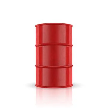 Vector 3d Barrel of Oil. Red Steel Simple Glossy Metal Enamel Barrel. Fuel Stock Illustration
