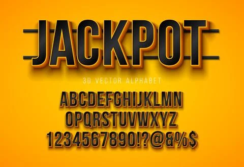 Vector 3d Black Alphabet Font Set with Yellow Frame and Shadow on Holding Illustrazione stock