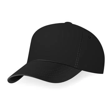 Vector 3d Black Blank Baseball Cap Mockup, Isolated. Realistic Baseball Cap Stock Illustration
