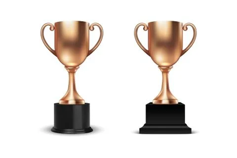 Vector 3d Blank Bronze Champion Winner Cup Icon Set Closeup Closeup Isolated on Illustrazione stock