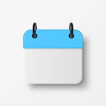 Vector 3d Blank Calendar Icon with Blue Header, Front View. Minimal Date Pl.. イラスト素材
