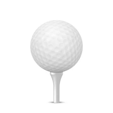 Vector 3d Blank Golf Ball on Tee Isolated on White Background. Realistic Golf Stock Illustration