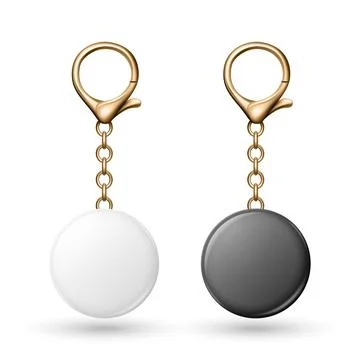 Vector 3d Blank Round Keychain Tag Set, Isolated. White and Black Key Fobs with Stock Illustration