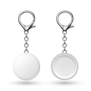 Vector 3d Blank Round Keychain Mockup Isolated. Front and Back View. Circular Stock Illustration