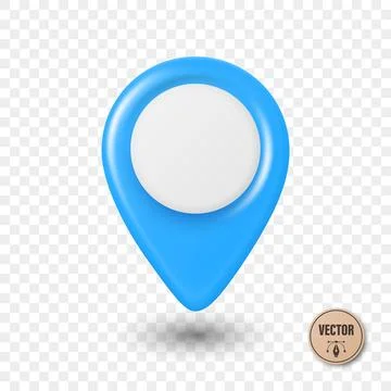Vector 3d Blue Map Pin Icon. Location Marker. Map Pin Symbol, Map Pin Badge.. Stock Illustration