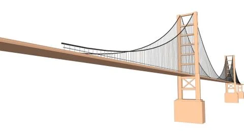 Vector 3D bridge City buildings view Ilustración de archivo
