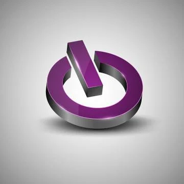 Vector 3D button with power symbol Illustrazione stock