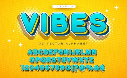 Vector 3d Cartoon Style Alphabet Font Set with Colorful Mood Typography on .. Illustrazione stock