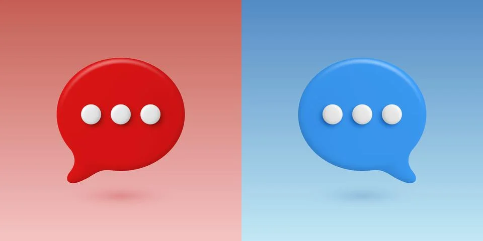 Vector 3d Chat Bubbles in Blue and Red. Speech Balloon Icons. Messaging and Stockillustratie