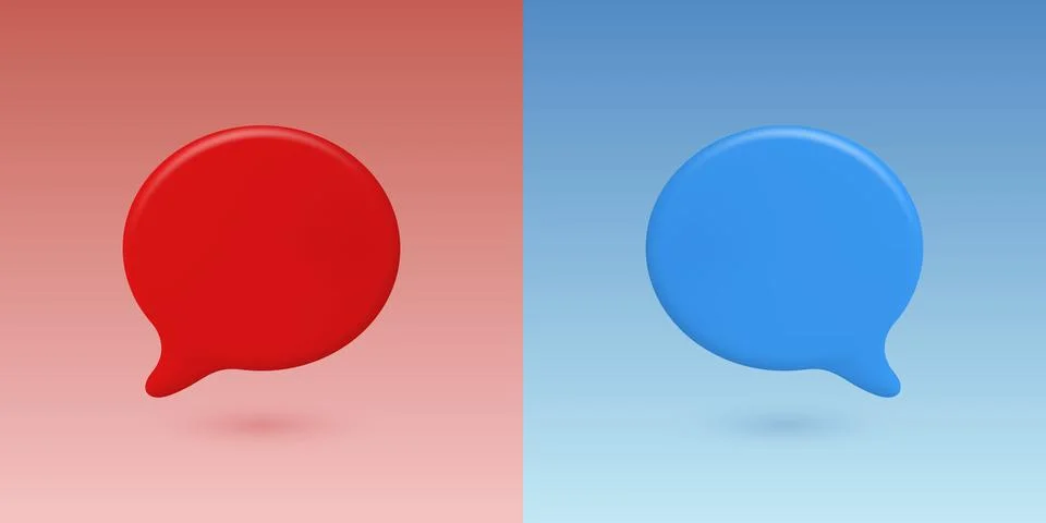 Vector 3d Chat Bubbles in Blue and Red. Speech Balloon Icons. Messaging and Stockillustratie