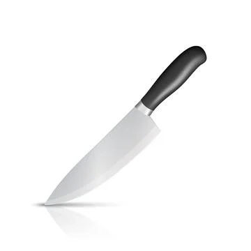 Vector 3d Chef Knife, Isolated. Kitchen Cooking Knife with Black Handle Stock Illustration