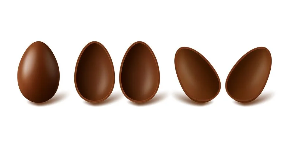 Vector 3d Chocolate Eggs Set. Realistic Chocolate Egg Vector Illustration Stock Illustration