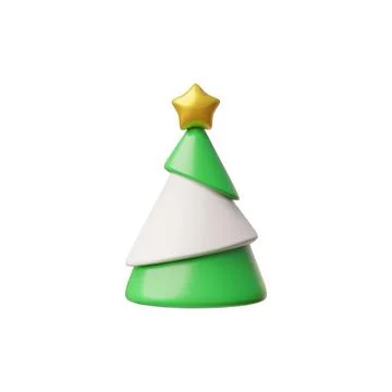 Vector 3d Christmas tree and decoration in the form of a golden star on top Stock Illustration