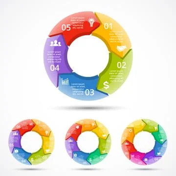 Vector 3d circle arrows infographic. Template for color cycle diagram, graph Stock Illustration