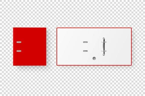 Vector 3d Closed and Opened Realistic Red Blank Office Binder Set with Metal 스톡 일러스트