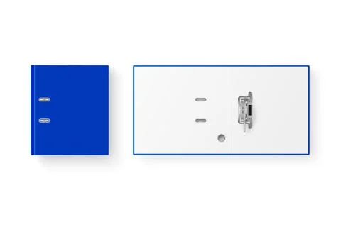 Vector 3d Closed and Opened Realistic Blue Blank Office Binder Set with Metal 스톡 일러스트