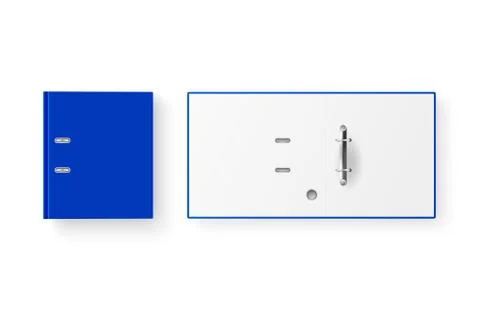 Vector 3d Closed and Opened Realistic Blue Blank and Empty Office Binder Set 스톡 일러스트