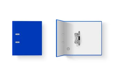 Vector 3d Closed and Opened Realistic Blue Blank and Empty Office Binder Set 스톡 일러스트