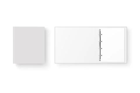 Vector 3d Closed and Opened Realistic White Blank, Empty Office Binder Set with Illustrazione stock