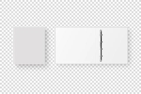 Vector 3d Closed and Opened Realistic White Blank, Empty Office Binder Set with 스톡 일러스트