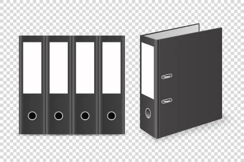 Vector 3d Closed Realistic Black Blank Office Binder with Metal Rings for A4 Illustrazione stock