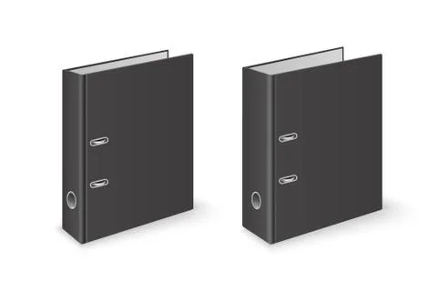 Vector 3d Closed Realistic Black Blank Office Binder File with Metal Rings for Stock Illustration