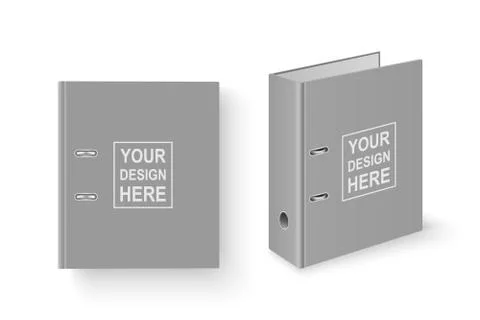 Vector 3d Closed Realistic Blank Gray Blank Office Binder with Metal Rings for Stock Illustration