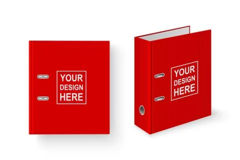 Vector 3d Closed Realistic Blank Red Blank Office Binder with Metal Rings for A4 Stock Illustration