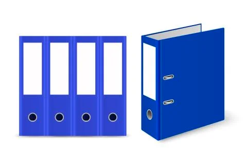 Vector 3d Closed Realistic Blue Blank Office Binder with Metal Rings for A4 Stockillustratie