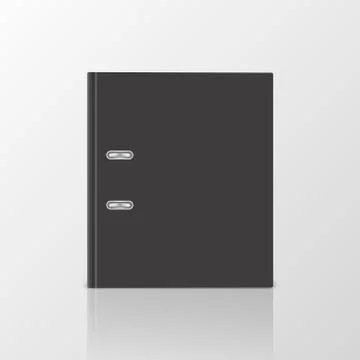 Vector 3d Closed Realistic Closed Black Blank Office Binder Cover with Metal Stock Illustration