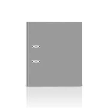 Vector 3d Closed Realistic Closed Gray Blank Office Binder Cover with Metal Stock Illustration