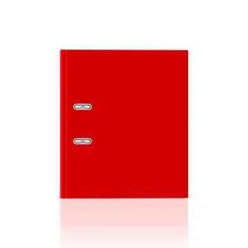 Vector 3d Closed Realistic Closed Red Blank Office Binder Cover with Metal Rings Stock Illustration