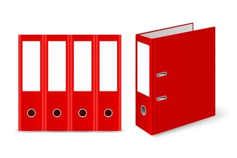 Vector 3d Closed Realistic Red Blank Office Binder with Metal Rings for A4 Paper Stock Illustration