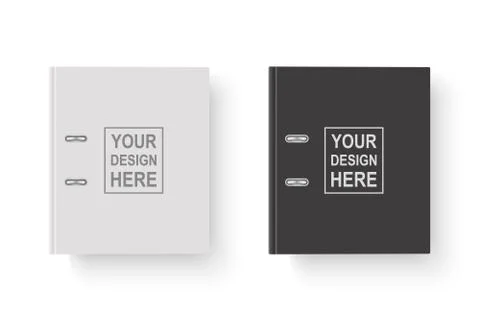 Vector 3d Closed Realistic White and Black Blank Office Binder with Metal Rings 스톡 일러스트