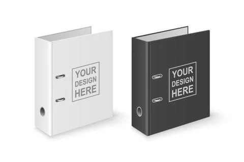 Vector 3d Closed Realistic White and Black Blank Office Binder with Metal Rings Stock Illustration