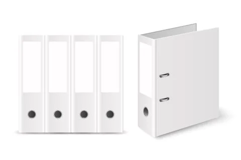 Vector 3d Closed Realistic White Blank Office Binder with Metal Rings for A4 스톡 일러스트