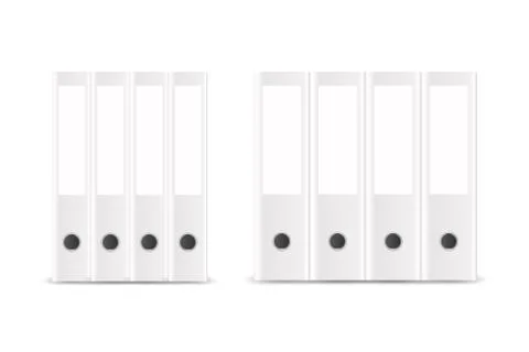 Vector 3d Closed Realistic White Blank Office Binder Stack with Metal Rings for Stock Illustration