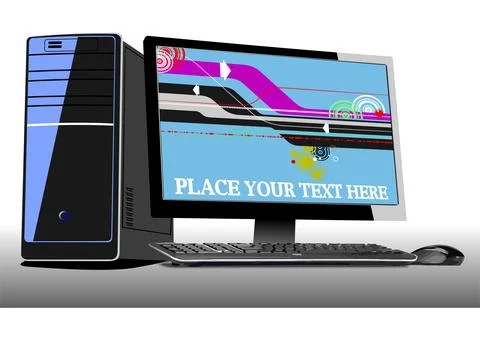 Vector 3d color  illustration of desktop PC or server Illustrazione stock