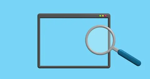 Vector 3D concept of internet research. Browser search window with magnifying Illustrazione stock