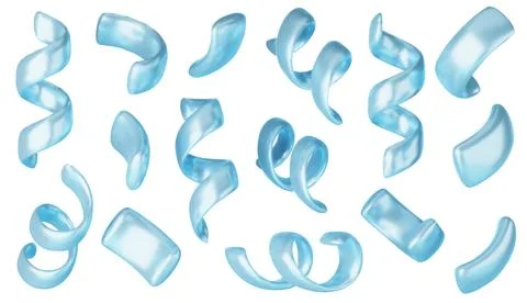 Vector 3d confetti background. Blue festive icons, cute design elements isolated Stock Illustration