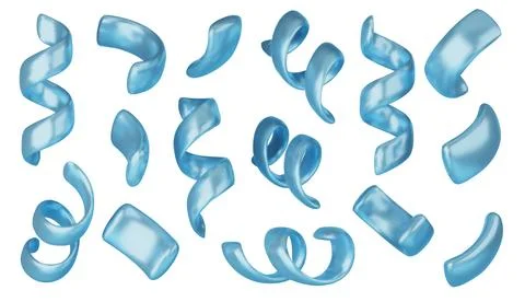 Vector 3d confetti background. Blue festive icons, cute design elements isolated 库存插图