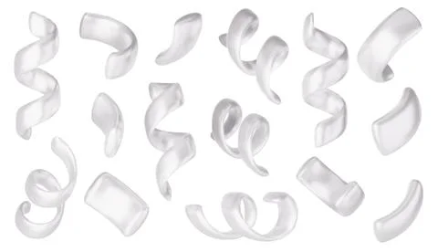 Vector 3d confetti background. White festive icons, cute design elements Illustrazione stock