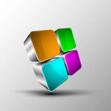 Vector 3d cube in perspective Illustrazione stock