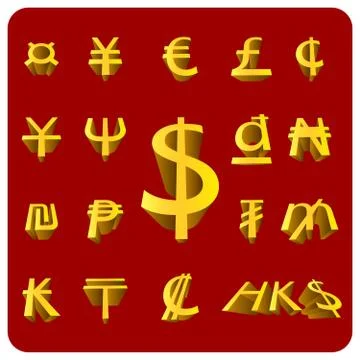 Vector 3D Currency symbol isolated Stock Illustration
